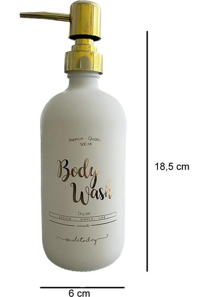 Miniminti Beyaz Cam Duş Jeli Şişesi - 500 ml (Body Wash)