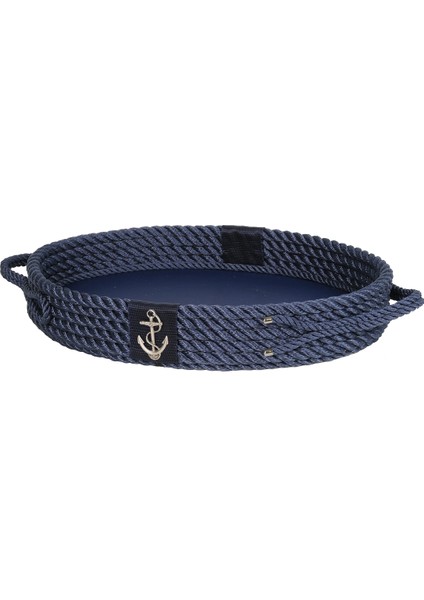 Deri Tabanlı Oval Tepsi – Marin & Bahçe Grubu | Yat & Tekne El İşçiliği Halat Sunum Tepsisi