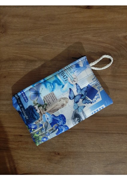 Fairycore Meet Me At Midnight Mavi Desenli Tasarım Bez Kalemlik-Cüzdan