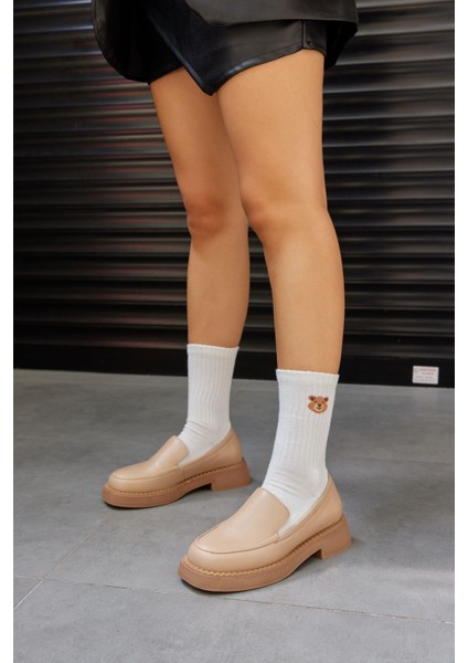 Belissa Bisküvi Deri Kadın Loafer modelleri