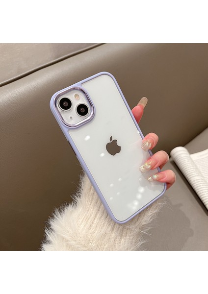 iPhone 15 Plus Uyumlu Kılıf Metal Tuş ve Kamera Çerçeveli Arkası Sararmaz Şeffaf Kenarları Renkli modelleri