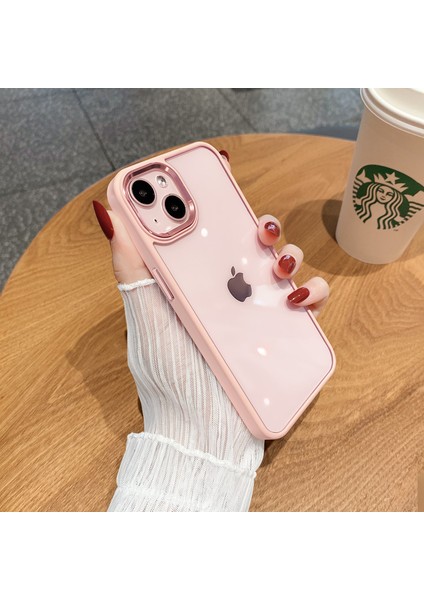 iPhone 15 Plus Uyumlu Kılıf Metal Tuş ve Kamera Çerçeveli Arkası Sararmaz Şeffaf Kenarları Renkli modelleri