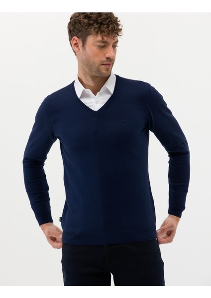 Pierre Cardin Erkek Açık Lacivert Slim Fit Basic Kazak 50276536-VR059