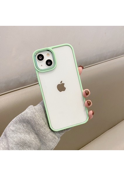 iPhone 15 Plus Uyumlu Kılıf Metal Tuş ve Kamera Çerçeveli Arkası Sararmaz Şeffaf Kenarları Renkli