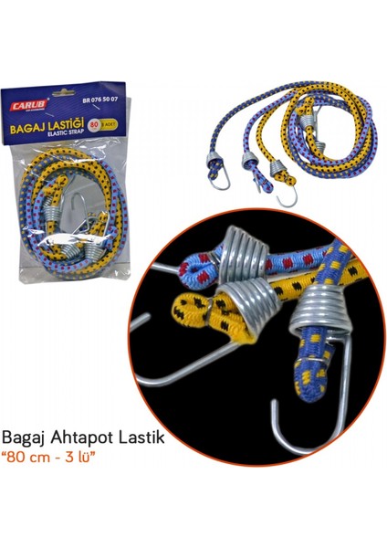 Bagaj Ahtapot Lastik 3 Lü 80>180 cm 1.kalite BR0765007 Renkli