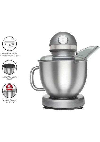 Mastermaid Chef Pro Çift Kollu Stand Mikser Galaxy Grey 1750 W