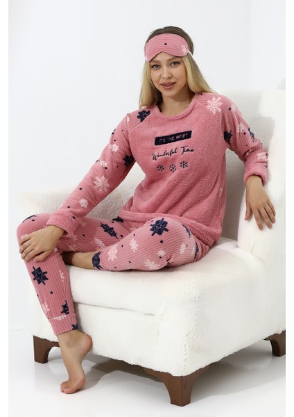 F5009 Peluş Welsoft Polar Kışlık Yumoş Kadın Pijama Takımı modelleri