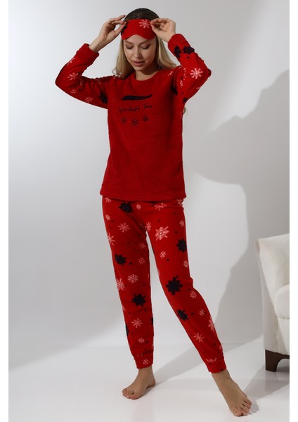 F5009 Peluş Welsoft Polar Kışlık Yumoş Kadın Pijama Takımı