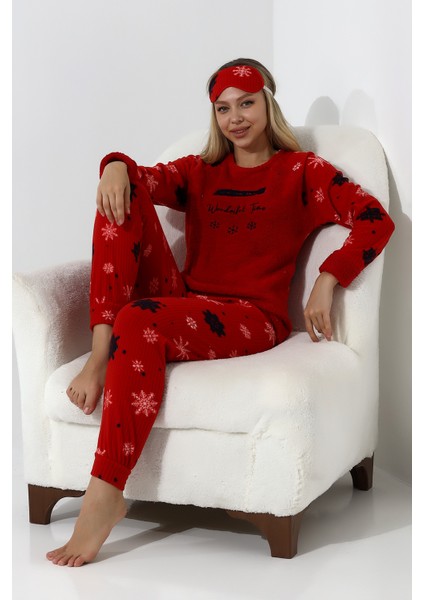 F5009 Peluş Welsoft Polar Kışlık Yumoş Kadın Pijama Takımı