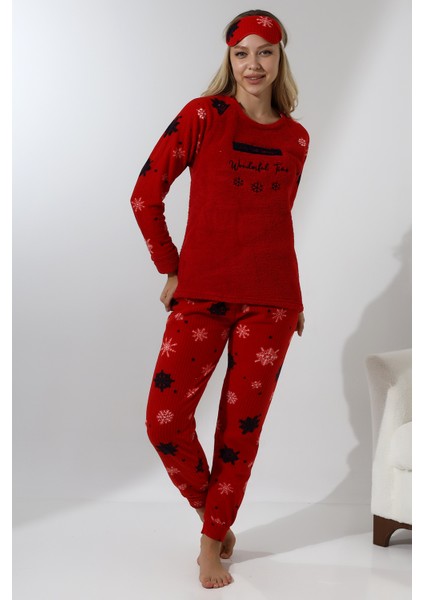 F5009 Peluş Welsoft Polar Kışlık Yumoş Kadın Pijama Takımı