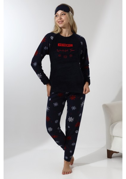 F5009 Peluş Welsoft Polar Kışlık Yumoş Kadın Pijama Takımı