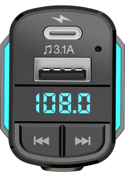 HY-XCB50 USB 5V 3.1A LED Ekran USB Siyah 3 In 1 Şarj Kablolu Bluetooth Fm Transmitter