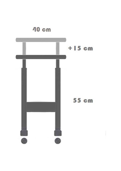 Yükseklik Ayarlı Dikey Laptop ve Servis Sehpası - Atlantik Çam (Tekerli)
