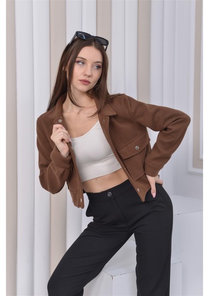 Yeni Sezon Crop Model Kaşe Ceket Kahverengi fiyatları
