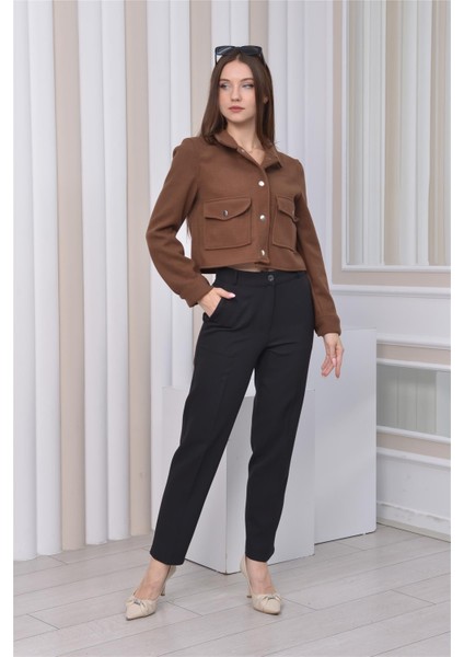 Yeni Sezon Crop Model Kaşe Ceket Kahverengi indirimleri