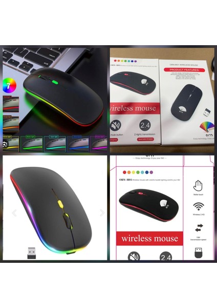 Rgb LED Kablosuz Mouse Optik Wireless Mouse Sessiz Mouse