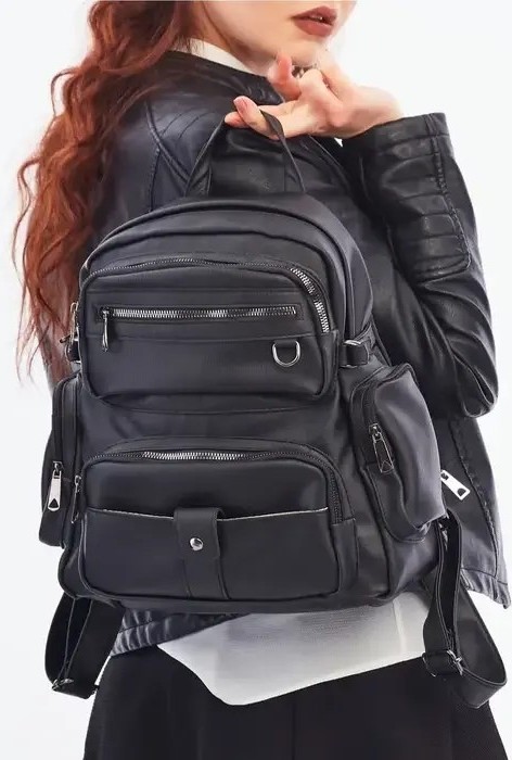 City Center Fashion Kadın Siyah Çok Gözlü Sırt Çantası Ergonomik Tasarım ile Şık Kullanım CTY-LBN-0131 görsel 2