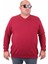 Mocgrande Büyük Beden Selanik V Yaka Classic Sweat 23201 Bordo 1