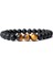 Online Kordon Siyah Parlak 8mm Onyx Bileklik Üç Adet Kahve Kaplan Gözü Taşlı Erkek Bilekliği 1