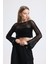 Siyah El Örgüsü Ajurlu Ispanyol Kol Crop Bluz 3