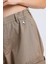 Camel Yüksek Bel Wide Leg Kabanlık Gabardin Kargo Pantolon 4