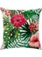 Ev Dekoratif Kırlent Kapakları Flamingo Desenli ve Tropikal Çiçek Yaprakları Keten Yastık Kılıfları 18 x 18 Inç 4 Adet (Flamingo Çiçeği) (Yurt Dışından) 4