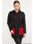 Renkli Cepli Oversize Triko Kazak - Siyah 4