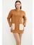 Renkli Cepli Oversize Triko Kazak - Kamel 2
