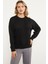 Petek Desenli Oversize Triko Kazak - Siyah 1