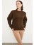 Petek Desenli Oversize Triko Kazak - Kahve 3