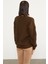 Petek Desenli Oversize Triko Kazak - Kahve 4
