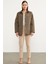 Çıt Çıtlı Gömlek Yaka Kapitone Mont - Haki 3