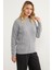 Oversize Kabartma Desenli Triko Kazak - Gri 4