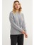 Oversize Kabartma Desenli Triko Kazak - Gri 5