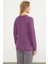 Arkası Uzun Önü Örgü Detaylı Triko Kazak - Lila 4