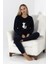 F3011 Peluş Welsoft Polar Kışlık Kadın Ev Kedi Işlemli Pijama Takımı 4