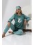 F3011 Peluş Welsoft Polar Kışlık Kadın Ev Kedi Işlemli Pijama Takımı 4