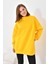 Kadın Oversize 3 İp Şardonlu Sweatshirt Sarı 10001 4