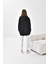 Kadın Oversize 3 İp Şardonlu Fermuarlı Sweatshırt Siyah 10002 4
