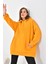 Kadın Oversize 3 İp Şardonlu Kapüşonlu Sweatshirt Hardal 10000 1