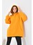 Kadın Oversize 3 İp Şardonlu Kapüşonlu Sweatshirt Hardal 10000 2