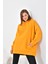 Kadın Oversize 3 İp Şardonlu Kapüşonlu Sweatshirt Hardal 10000 3