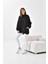 Kadın Oversize 3 İp Şardonlu Sweatshirt Siyah 10001 5
