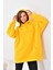 Kadın Oversize 3 İp Şardonlu Kapüşonlu Sweatshirt Sarı 10000 1