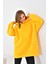 Kadın Oversize 3 İp Şardonlu Kapüşonlu Sweatshirt Sarı 10000 2