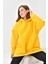 Kadın Oversize 3 İp Şardonlu Kapüşonlu Sweatshirt Sarı 10000 3