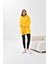 Kadın Oversize 3 İp Şardonlu Kapüşonlu Sweatshirt Sarı 10000 5