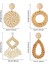 4 Çift Rattan Küpe Hafif Geometrik Bildirimi Püskül Örgülü Boho Küpe El Yapımı Saman Hasır Dokuma Hoop Dangle Küpe Kadın (Yurt Dışından) 2