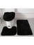 Pvc Flanel Destekli 3 Yumuşak, Kaymaz Mikrofiber Banyo Paspası Seti, Banyo Paspası + Wc Kontur Paspası + Klozet Kapağı, Düz Siyah (Yurt Dışından) 1