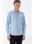 Erkek Mavi Trend Baskılı Desenli Italyan Yaka Slim Fit Gömlek 1